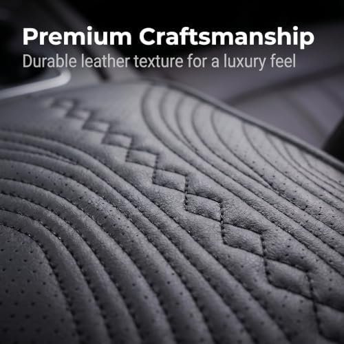 Leather Car Armrest Cover Cushion with Dual Side Storage Pockets, 12.60"×3.15" Breathable Center Console Protector Pad, Comfort Auto Arm Rest Mat Interior Accessories for Cars (Black) - Image 6