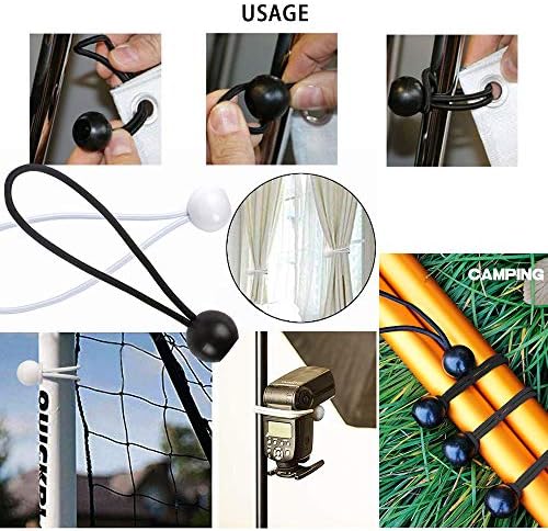 AOPRIE 30 Pack Bungee Balls, White Ball Bungee Heavy Duty Heavyweight 9inches Tarp Bungee Cords, Weather Resistant Tie Down Strap 4mm Thickness - for Camping, Tents, Cargo, Holding Wire and Hoses - Image 6