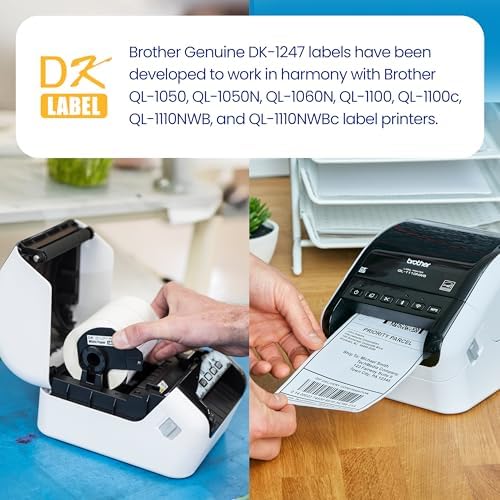 Brother Genuine DK-124712PK Die-Cut Large Shipping Labels, 4.07 in x 6.4 in (103 mm x 164 mm), White Paper Labels, 180 per Roll, 12 Rolls per Box, for use with Select Brother QL Label Printers - Image 4