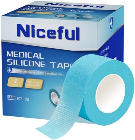 Niceful Silicone Tape, Hypoallergenic, Painless Removal, 1" x5.5Yd 2 Rolls by Niceful