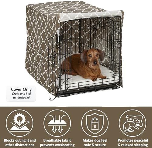 MidWest Homes for Pets Medium Dog Crate Cover with Teflon Fabric Protector, Poly-Cotton Privacy Kennel Cover Fits Most 30-inch Crates, Brown Designer Print, Washable, Reduces Barking - Image 3