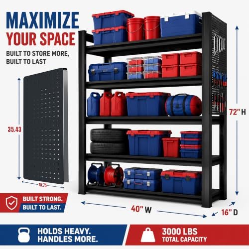 Garage Shelving, 3300 LBS Storage Shelves with Side Guard - Image 2