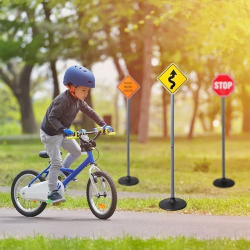 Attatoy Large Traffic Signs Playset (32pc Set), 42in Tall Street Sign and Traffic Light Set for Play with Ride-On Cars and Vehicles - Image 4