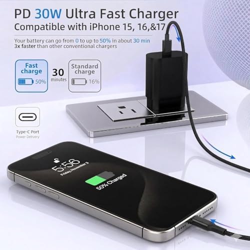 4-Pack 6ft 60W USB C to C Fast Charging Cable for Samsung Galaxy S26, S25 - Image 6