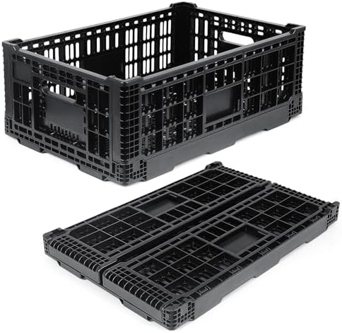 52L Milk Crate, Plastic Storage Crate with Handles, by Shineyaplus