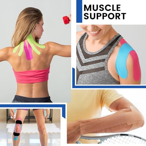 5 Rolls Kinesiology Tape, 5 Colors 2 inch x 16.4 Feet Waterproof Athletic Tape, Uncut Kinetic Tape, Elastic Muscle Tape, Sports Tape, Knee Tape for Exercise and Daily Use - Image 6