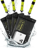 Pelican 4 Pack Marine Waterproof Phone Pouch (XL) - Black/Hi-Vis Yellow by Pelican