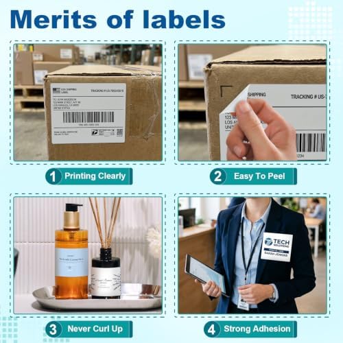 4" x 3.33" Shipping Labels, 150 Adhesive Address Labels for Laser & Inkjet Printer, Mailing, Barcode, Product, Packaging Labels, Shipping Boxes, 25 Sheets,Customizable Label Stickers,Pony Packaging - Image 4