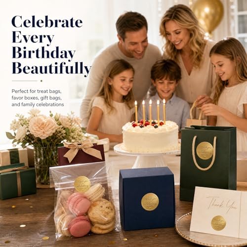 100PCS Thank You for Celebrating with Us Stickers, Embossed Matte Gold Wedding Favor Labels for Bridal Shower, Baby Shower, Engagement Party, Gift Bags & Invitations 1.6 Inch - Image 4