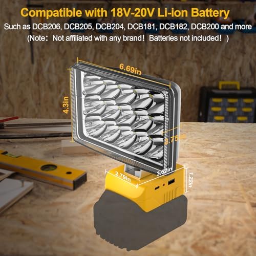 T-SUN 75W LED Work Light Compatible with Dewalt 20V Max Battery - Image 2