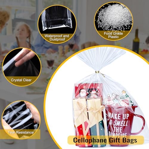 50pcs 10X13 inch Clear Cellophane Bags Gift Wrap Treat Party Favors Bags - Image 3