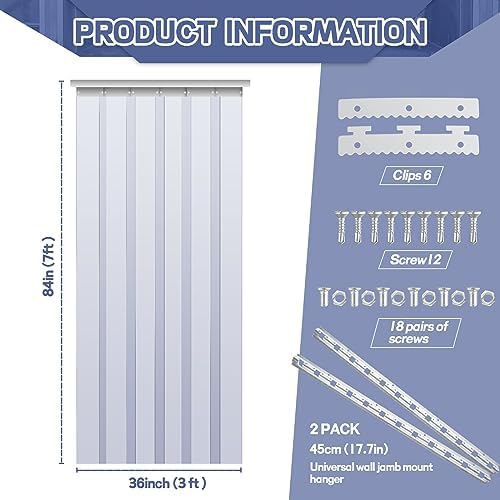 Juexica 36 X 84 Inch Clear Freezer Door Curtain Plastic Strips - Image 2