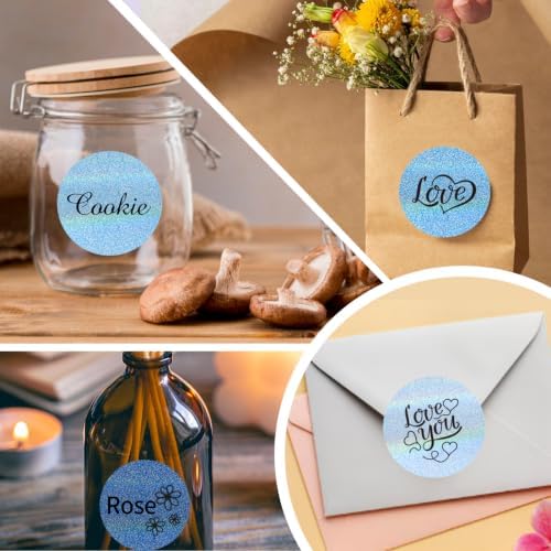 2''Holographic Blue Gradient Thermal Label,Self-Adhesive Round Thermal Printer Sticker for DIY Logo Design,Name Tag,Thanks Card 300 Labels/Roll - Image 6