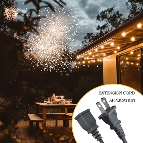 7FT Short Indoor Power Extension Cord, Gray,1250W 10A 2 Prong (1 Pack) - Image 3