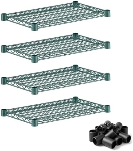12"x24" Green Wire Shelf 4-Pack | NSF Commercial Heavy Duty Storage Rack Add-On Shelving by Zedfire