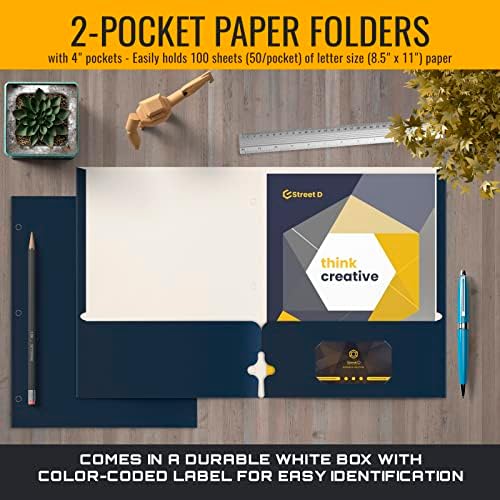 Better Office Products Two Pocket Portfolio Folders, 50-Pack, Navy Blue, Letter Size Paper Folders, 50 Pieces, Dark Blue - Image 2