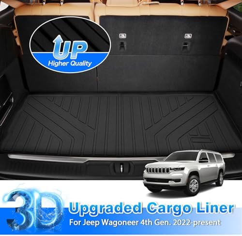 Cartist Cargo Mat for Jeep Wagoneer 2022-2025 2026 (Not Fit L), All Weather Cargo Liner for Wagoneer Accessories, Behind The 3rd Row TPE Trunk Mat Anti-Slip - Image 2