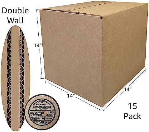 Corrugated Boxes, 14 x 14 x 14 inch, 15 Pack, Brown - Image 2