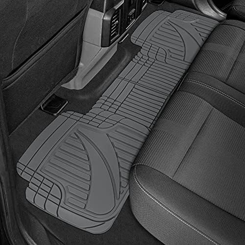 Motor Trend FlexTough Advanced Gray Rubber Car Floor Mats with Cargo Liner Full Set - Front & Rear Combo Trim to Fit Floor Mats for Cars Van SUV, All Weather Automotive Floor Liners - Image 6