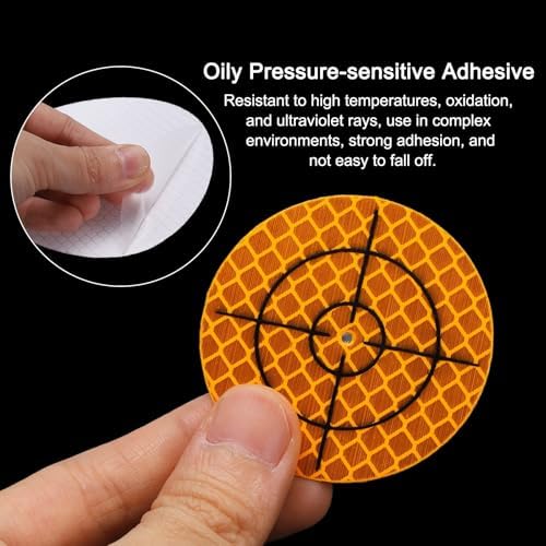 HARFINGTON 80pcs Survey Reflector Sheets 50mm x 50mm Self-Adhesive Surveying Target Mark Sticker Total Station Round Reflective Sheet Tape for Ship Inspection Tunnel Measure, Yellow - Image 4