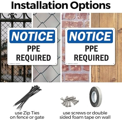 (2 Pack) PPE Required OSHA Notice Sign 14 Inch X 10 Inch Indoor/Outdoor Rust-Free Aluminum Metal Signs for Workplace, Workshop, and Construction Site, Made in the USA - Image 3