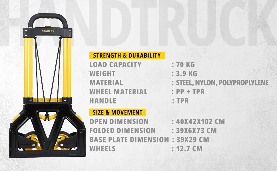 Stanley Hand Truck, Yellow, SXWTD-FT580 - Image 3