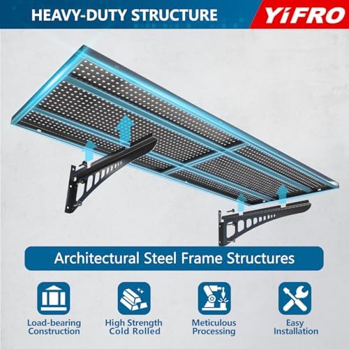 2-Pack 1.5x4ft Heavy Duty Garage Wall Shelving, 500 lbs Load Capacity, Garage Shelving Wall Mounted, Garage Storage Rack with Hooks, Black - Image 3