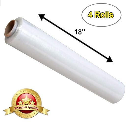 APQ 4 Rolls of Blown Hand Stretch Film 18" x 2000'. Clear Hand Stretch Wrap - Image 2