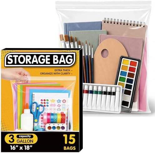 15 Pack 3 Gallon Extra Large Clear Plastic Zipper Bags by Unknown