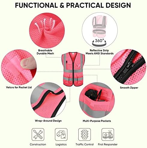TICONN High Visibility Reflective Safety Vest for Men & Women, ANSI Class 2 - Image 2