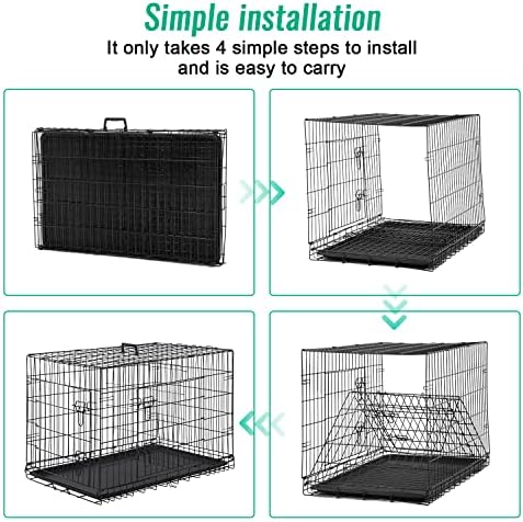 FDW Dog Crate for Large Dogs 42 Inch Folding Metal WirePet Cage Double Door W/Divider Panel Indoor Outdoor Kennel Leak-Proof Plastic Tray,Black - Image 3