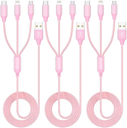Multi Charging Cable 4ft 3Pack 3 in 1 Charger Cord, Multiple Rapid Cable by XnewCable