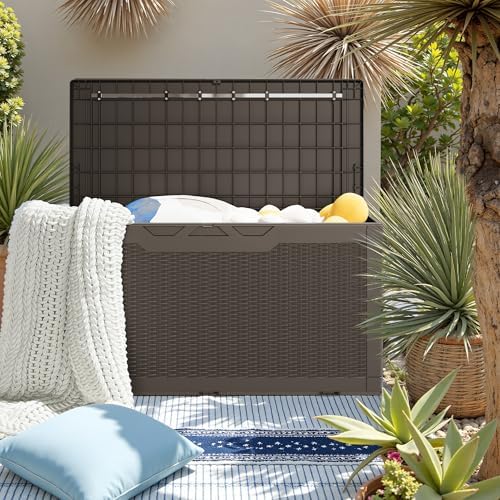 JUMMICO 100 Gallon Resin Deck Box, Waterproof Outdoor Storage Box - Image 6