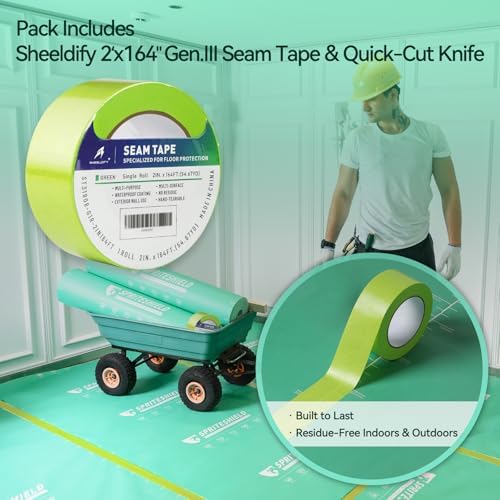 39" x 100' Heavy-Duty Temporary Floor Protection for Construction & Renovation, Green, Surface Protection Film for Hardwood Floors, Tile&Hard Paint Protection. (S-180G 39" x 100') - Image 2