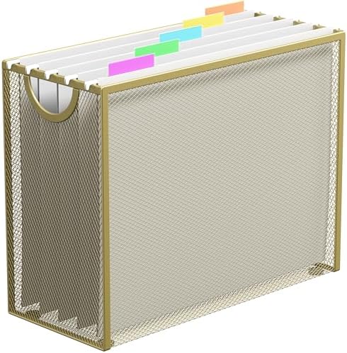 Letter-Size Hanging File Organizer with 5 Grey Holders(Gold) by GoldOrcle