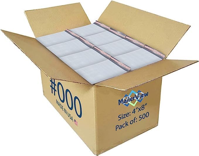 White Small Bubble Mailers 4x8 Inch #000 | Thick Padded Poly Bubble Mailer by MAILERVIEW