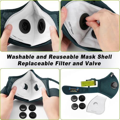 BASE CAMP Upgrade M Plus Dust Mask, Reusable Respirator with 99.9% Effective Carbon Filters for Woodworking, Breathable Face mask Against Dust for Construction, Landscaping, Sanding, Painting - Image 7