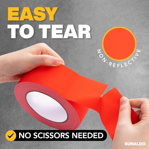 Gaffers Tape (2" x30 Yards) Heavy Duty, No Residue (6 Pack Red) - Image 5