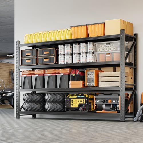 Yizosh 79" W Metal Garage Storage Shelves,7000LBS Heavy Duty 4-Shelf Adjustable Steel Organization Shelving,Utility Rack Shelf,79" W x 24" D x 79" H for Basement,Warehouse,Industrial - Image 6