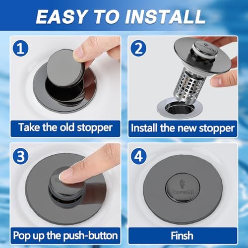 Bathroom Sink Drain Strainer, Pop-up Sink Drain Strainer with Removable Stainless Steel Strainer Basket Hair Catcher, Bathroom Sink Strainer for Bathroom Sink Stopper Replacement - Image 6