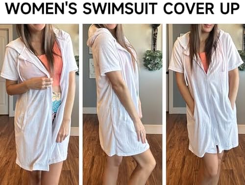 Bsubseach Terry Cloth Swim Cover Up Women Zipper Swimsuit Beach Robes - Image 3