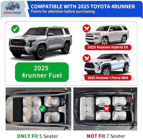 Rongtaod Cargo Mat & Backrest Mats for 2025 2026 Toyota 4Runner Gas 5 Seats - Image 3