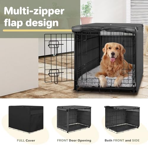 Seiyierr 48 Inche Dog Crate Cover, Double Door Dog Kennel Cover for Large Wire Dog Crate, Lightweight 600D Polyester Windproof Pet Crate Covers, Cover Only, Black - Image 6