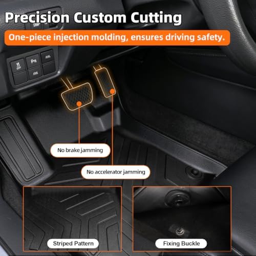 Joruoo-for Honda HR-V 2023-2026 & HR-V Hybrid 2023-2026 & Acura ADX 2025-2026, All Weather Floor Mats TPE, Front & 2nd Row Full Set for HRV Accessories Black - Image 4