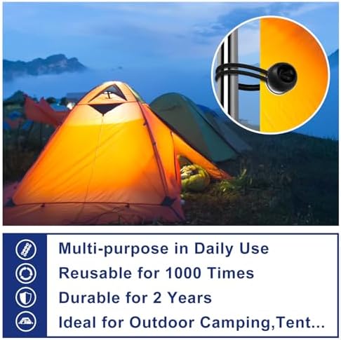 Ball Bungee Cords 6 Inch Bungee Cord with Balls, 50 PCS Heavy Duty Bungie Cord Balls Canopy Tarp Tie Down Bungee Balls for Camping, Shelter,Cargo,Tent Poles UV Resistant - Image 6