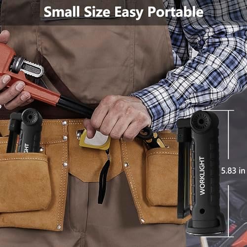 Working Light Portable, Rechargeable Work Lights with Magnetic Base Hanging Hook,360° Rotate 5 Modes,COB LED 800 Lumens Foldable Inspection Light for Car Repair, Grill and Outdoor Use(2pack) - Image 6