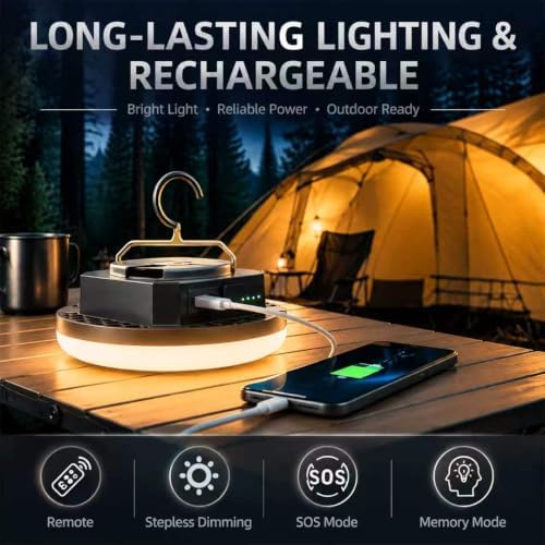 Stepless Dimming Rechargeable LED Camping Light with Remote - Image 2
