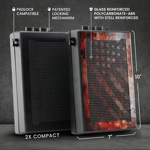 STOPBOX Gun Safe Alternative - Tactical Handgun Storage, Instant Access Portable Gun Case, TSA Compliant Gun Lock Box for Quick Handgun Access | RUSTIC FLAG + BLACK (2 Pack) | Compact Only - Image 2