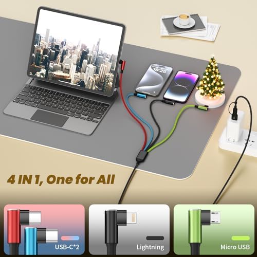 Travel Essentials 90 Degree 4 in 2 Charging Cable, 2Pack 5FT - Image 5