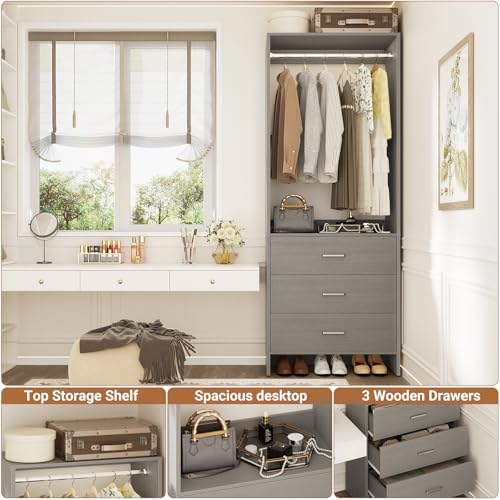Aheaplus 1.8FT Closet System with Drawers, 21.5’’ Closet Organizer, Grey - Image 3